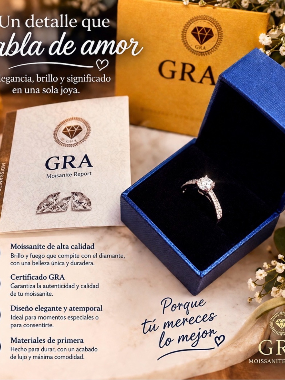 Women’s Silver Moissanite Engagement Ring - White